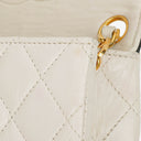 Chanel Mini Quilted Square Leather White Flap Bag With 24K Gold-Plated Hardware