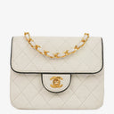 Chanel Mini Quilted Square Leather White Flap Bag With 24K Gold-Plated Hardware