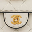 Chanel Mini Quilted Square Leather White Flap Bag With 24K Gold-Plated Hardware