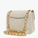 Chanel Mini Quilted Square Leather White Flap Bag With 24K Gold-Plated Hardware