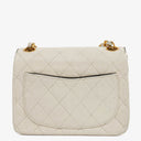 Chanel Mini Quilted Square Leather White Flap Bag With 24K Gold-Plated Hardware