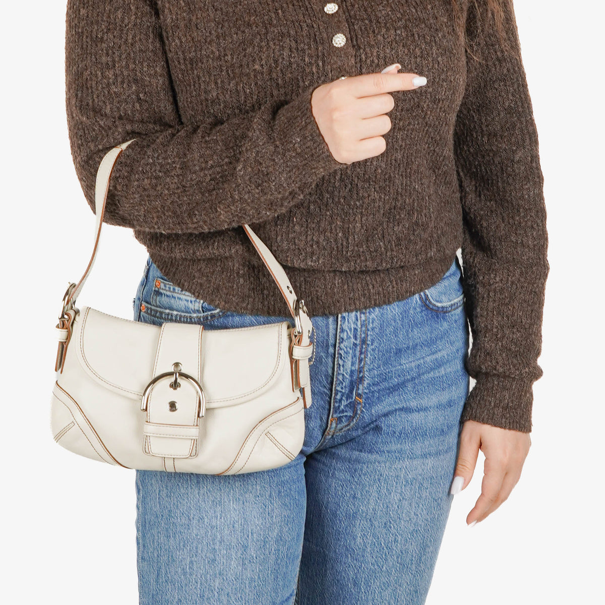 Coach Soho White Leather Shoulder Bag