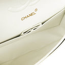 Chanel Medium Classic Vintage Double Flap Bag White Quilted Lambskin 24K Gold-Plated Hardware