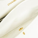 Chanel Medium Classic Vintage Double Flap Bag White Quilted Lambskin 24K Gold-Plated Hardware
