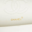 Chanel Medium Classic Vintage Double Flap Bag White Quilted Lambskin 24K Gold-Plated Hardware