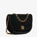 Chanel Black Velvet Half Moon Shoulder Bag