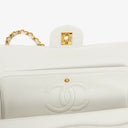 Chanel Medium Classic Vintage Double Flap Bag White Quilted Lambskin 24K Gold-Plated Hardware