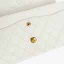 Chanel Medium Classic Vintage Double Flap Bag White Quilted Lambskin 24K Gold-Plated Hardware
