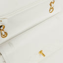 Chanel Medium Classic Vintage Double Flap Bag White Quilted Lambskin 24K Gold-Plated Hardware
