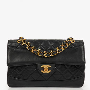 Chanel Classic Single Flap Bag Black Quilted Lambskin With 24K Gold-Plated Hardware