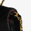 Chanel Black Velvet Half Moon Shoulder Bag