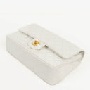 Chanel Medium Classic Vintage Double Flap Bag White Quilted Lambskin 24K Gold-Plated Hardware