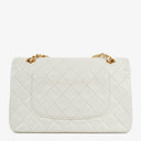 Chanel Medium Classic Vintage Double Flap Bag White Quilted Lambskin 24K Gold-Plated Hardware