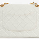 Chanel Medium Classic Vintage Double Flap Bag White Quilted Lambskin 24K Gold-Plated Hardware