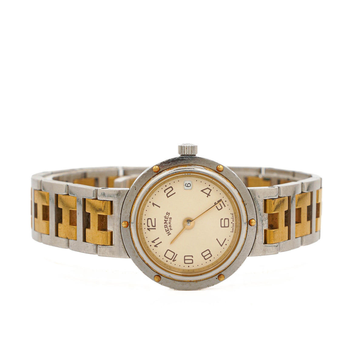 Hermes Clipper Quartz Watch Two-Tone Stainless Steel