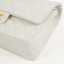 Chanel Medium Classic Vintage Double Flap Bag White Quilted Lambskin 24K Gold-Plated Hardware