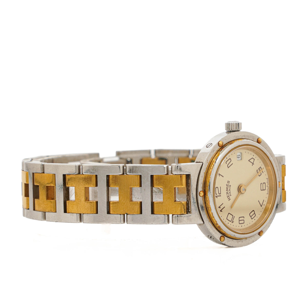 Hermes Clipper Quartz Watch Two-Tone Stainless Steel