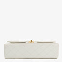Chanel Medium Classic Vintage Double Flap Bag White Quilted Lambskin 24K Gold-Plated Hardware