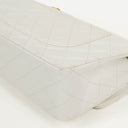 Chanel Medium Classic Vintage Double Flap Bag White Quilted Lambskin 24K Gold-Plated Hardware