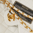 Chanel Medium Classic Vintage Double Flap Bag White Quilted Lambskin 24K Gold-Plated Hardware