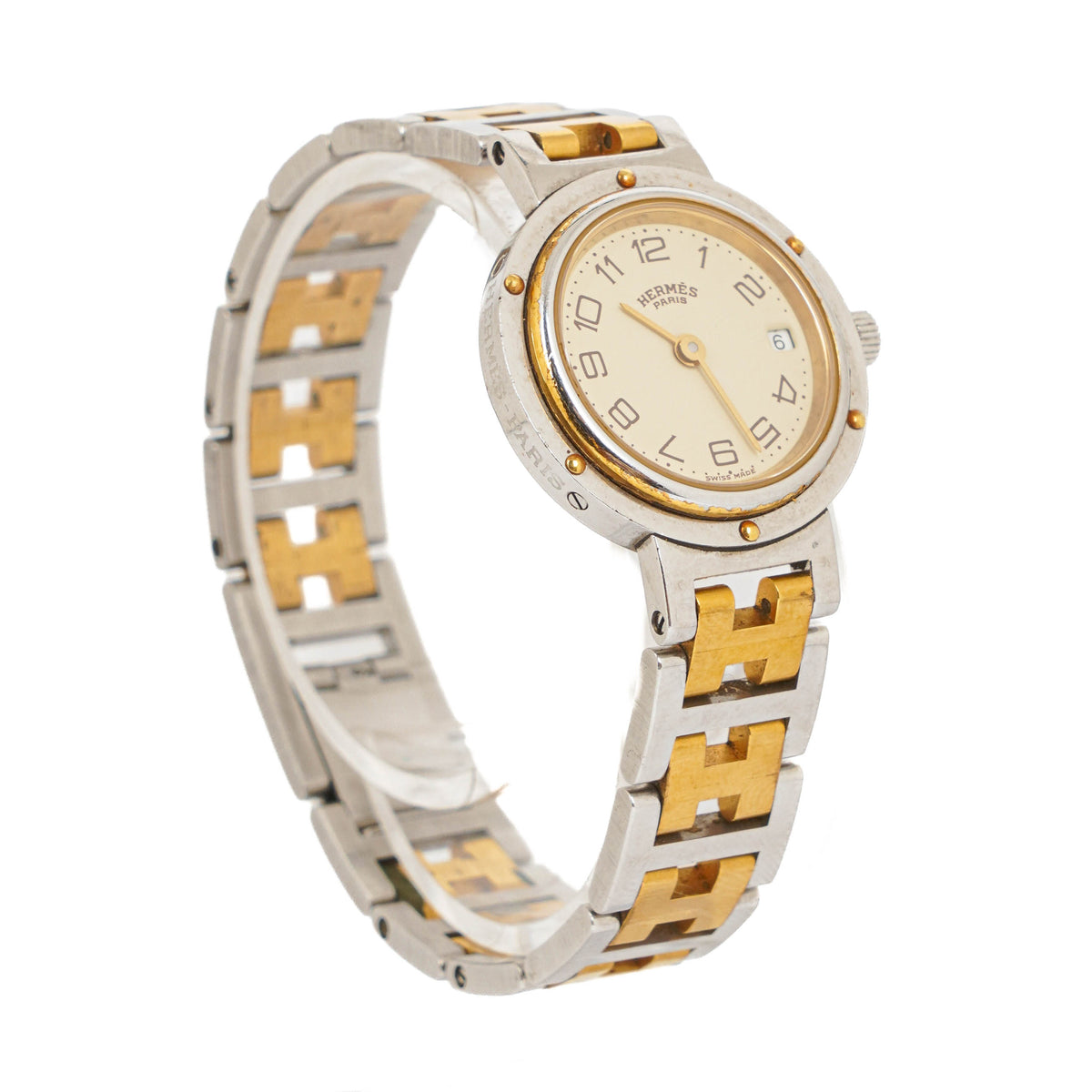 Hermes Clipper Quartz Watch Two-Tone Stainless Steel