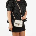 Chanel Mini Quilted Square Leather White Flap Bag With 24K Gold-Plated Hardware