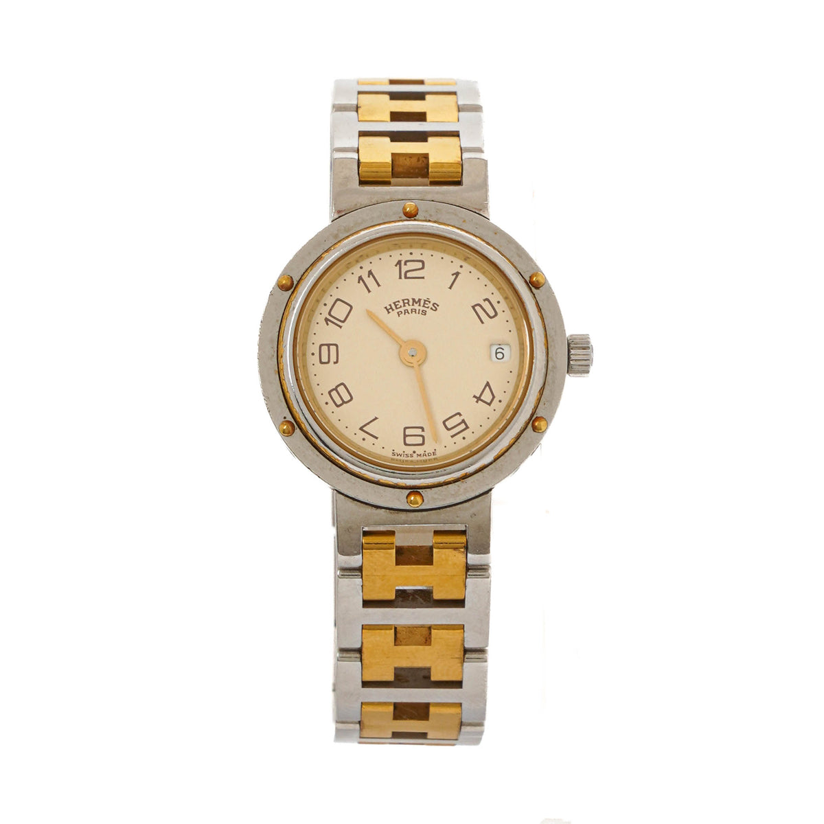 Hermes Clipper Quartz Watch Two-Tone Stainless Steel
