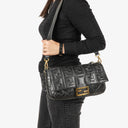 Fendi Baguette Large Black Nappa FF Embossed Bag