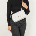Chanel Medium Classic Vintage Double Flap Bag White Quilted Lambskin 24K Gold-Plated Hardware