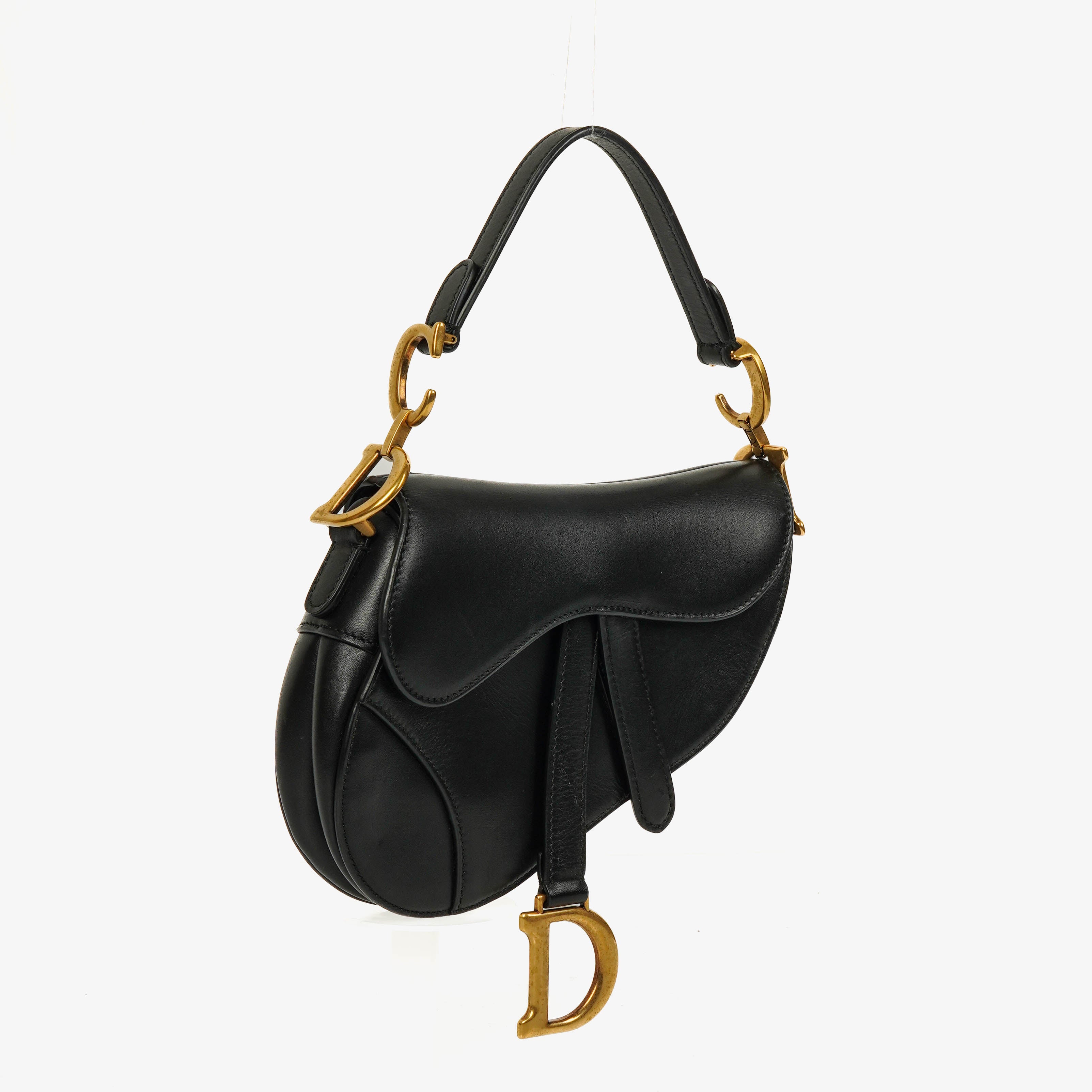 Christian Dior Small Black Calfskin Saddle Bag