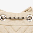 Chanel CC Kedjebucket Liten Beige Hjortskinn Chevron-väska