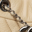 Chanel CC Kedjebucket Liten Beige Hjortskinn Chevron-väska