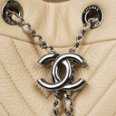 Chanel CC Kedjebucket Liten Beige Hjortskinn Chevron-väska