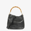 Gucci Bamboo Top Handle Black Lerahter &nbsp;Hobo Bag