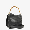 Gucci Bamboo Top Handle Black Lerahter &nbsp;Hobo Bag