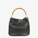 Gucci Bamboo Top Handle Black Lerahter &nbsp;Hobo Bag
