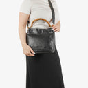 Gucci Bamboo Top Handle Black Lerahter &nbsp;Hobo Bag