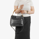 Gucci Bamboo Top Handle Black Lerahter &nbsp;Hobo Bag