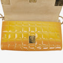 Chanel Orange Chocolate Bar East West Patent Leather Shoulder Bag