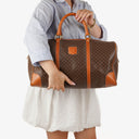 Celine Vintage Macadam Triomphe Brown Travel Bag