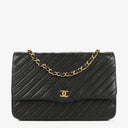 Chanel Classic Single Flap Bag Black Diagonal Quilted Lambskin 24K Gold-Plated Hardware