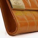 Chanel Orange Chocolate Bar East West Patent Leather Shoulder Bag