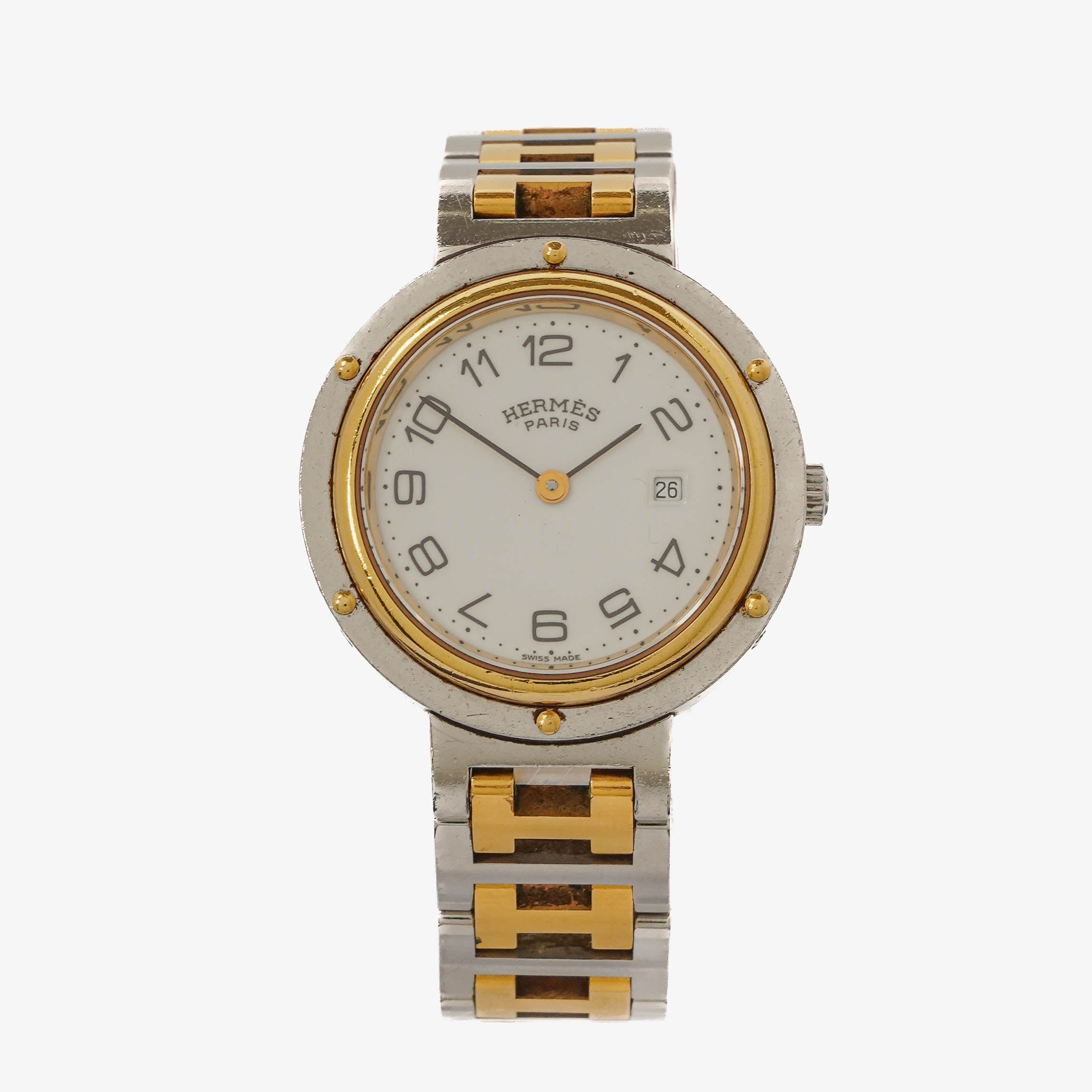Hermes Clipper Quartz Watch Two-Tone Stainless Steel