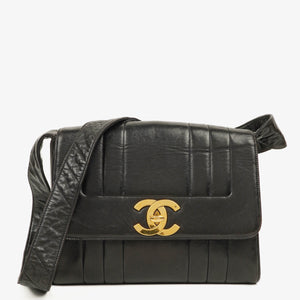 Chanel Lambskin Black Vertical Quilted Maxi CC Flap Shoulder Bag