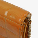 Chanel Orange Chocolate Bar East West Patent Leather Shoulder Bag