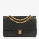 Chanel Vintage Classic Medium Double Flap Bag in Quilted Black Lambskin with 24-karat Gold-Plated Hardware
