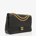 Chanel Vintage Classic Medium Double Flap Bag in Quilted Black Lambskin with 24-karat Gold-Plated Hardware