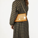 Chanel Orange Chocolate Bar East West Patent Leather Shoulder Bag
