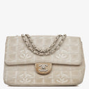 Chanel Beige East West Travel Line Chocolate Bar Flap Bag