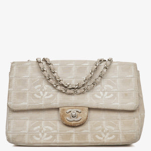 Chanel Beige East West Travel Line Chocolate Bar Flap Bag